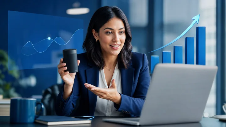 Sales specialist presenting a product
