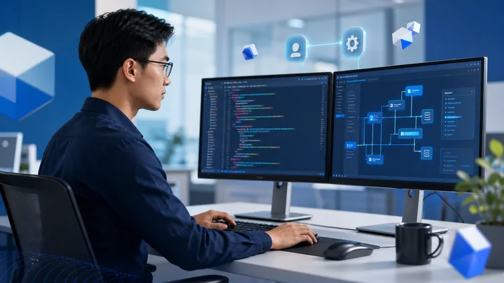 Website and system developer at work